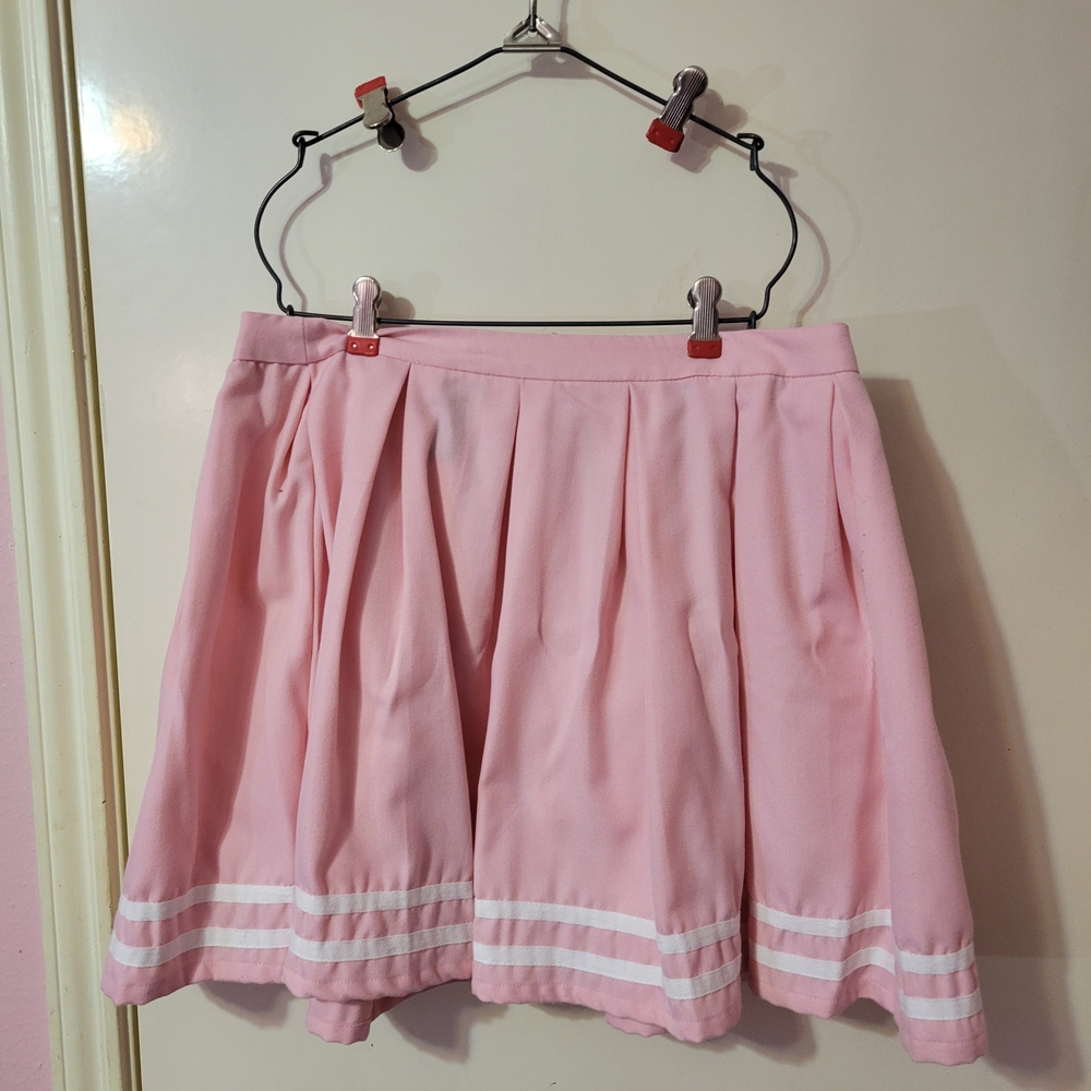 Hot Topic Blush Pink Skater Skirt with White Trim